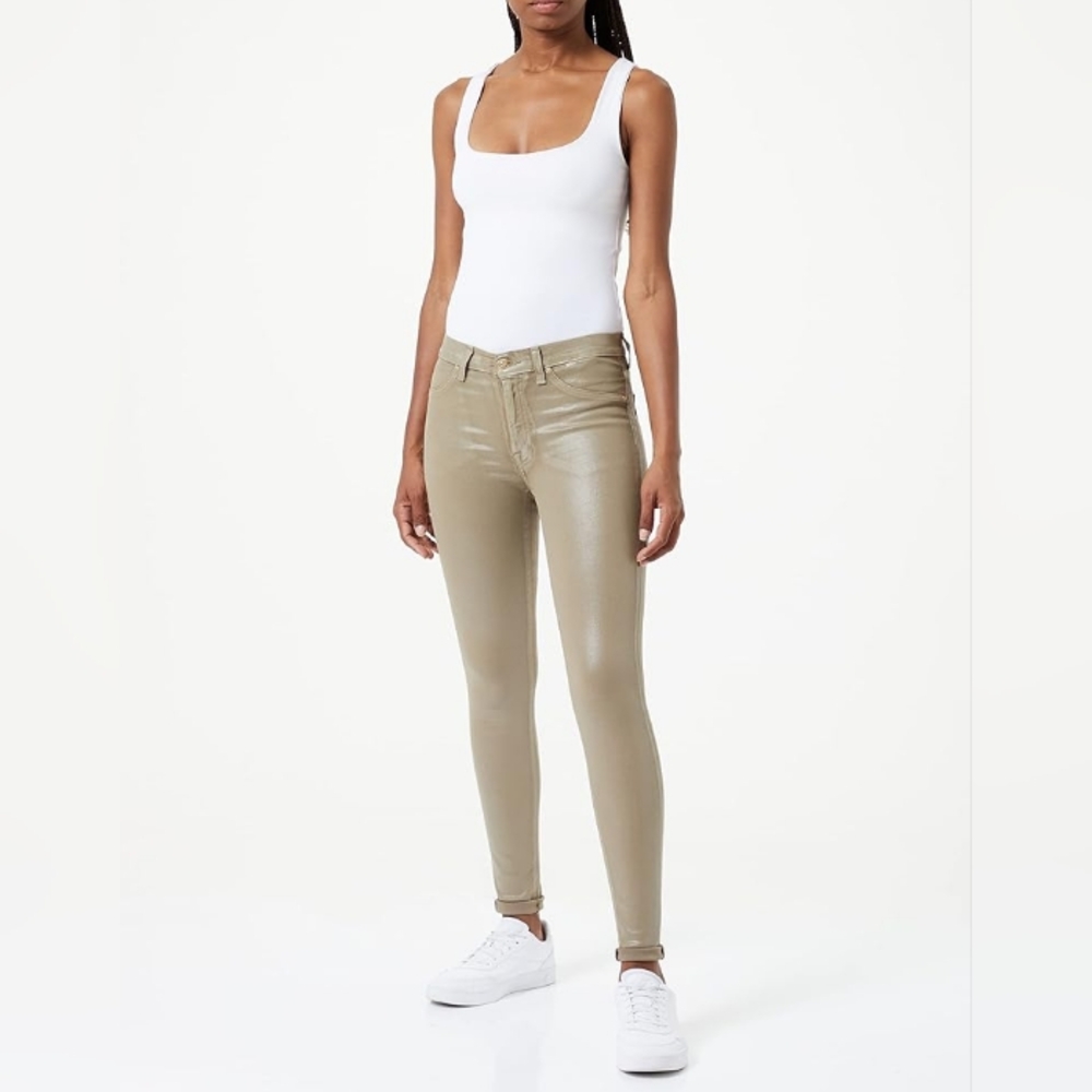 7 For All Mankind Vegan Leather Stretch Looks Like Jeans Camel M